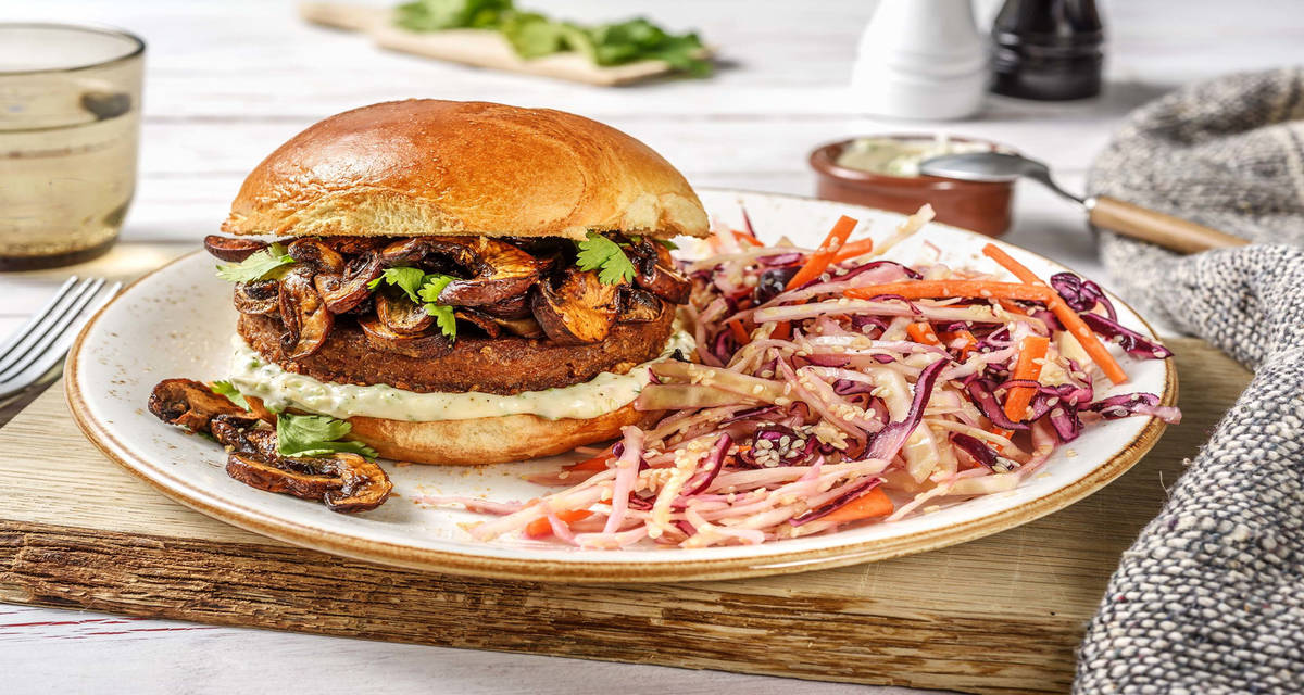 MushroomTopped Veggie Burger Recipe HelloFresh