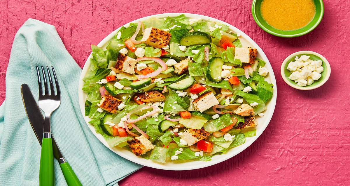 My Big Fat Greek Chicken Salad with Marinated Veggies & Feta
