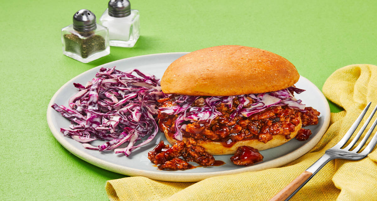 One-Pan Smoky BBQ Turkey Sloppy Joes with Red Cabbage Slaw