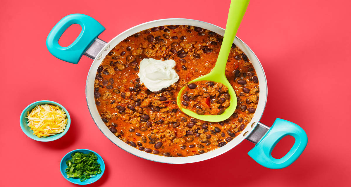 One-Pot Beefy Taco Soup with Mexican Cheese & Sour Cream