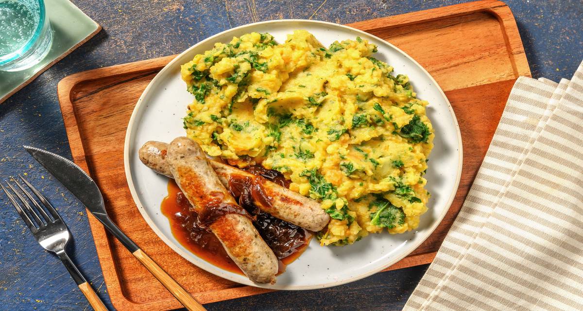 OvenBaked Sausages and Onion Gravy Recipe HelloFresh