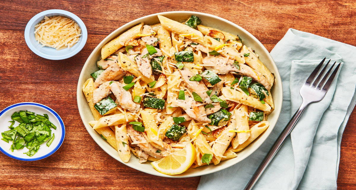 Penne Limone with Chicken plus Zucchini, Toasted Garlic & Basil