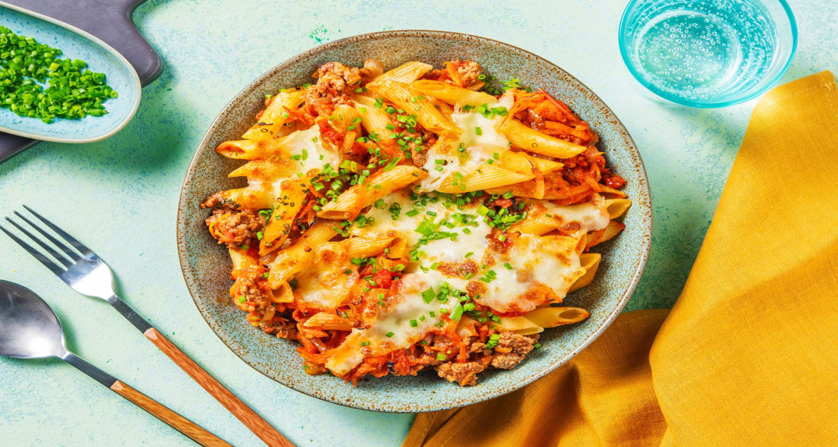 Penne Ragu Alforno with Cheese and Chives-image