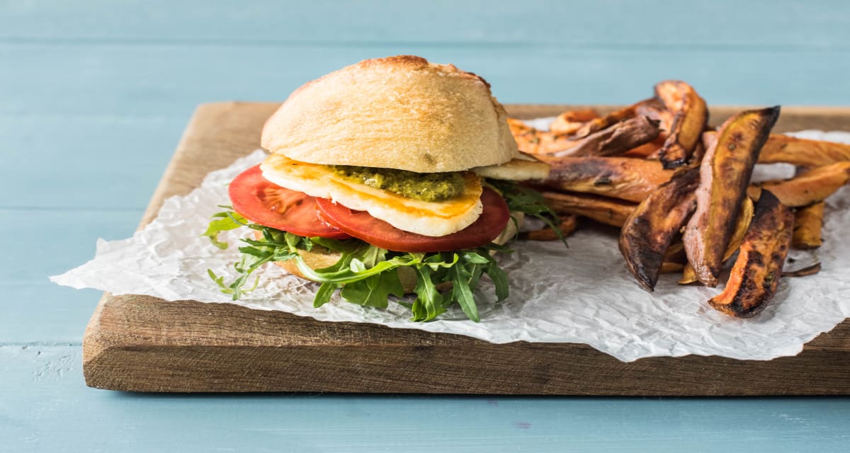 Pesto Haloumi Burgers Recipe HelloFresh