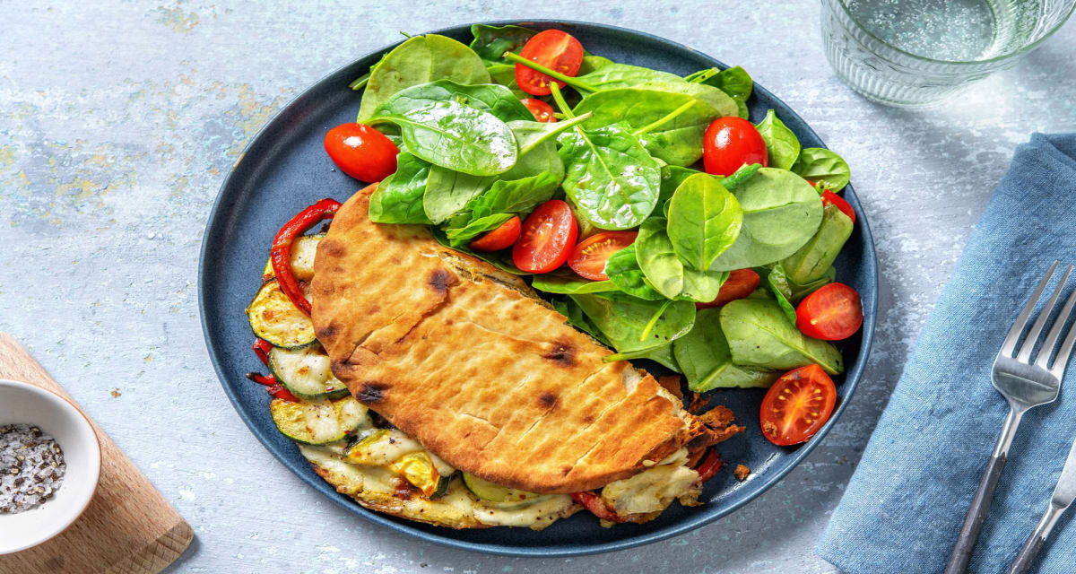 Pesto Mozzarella Piadina with Roasted Zucchini and Sweet Bell Pepper-image