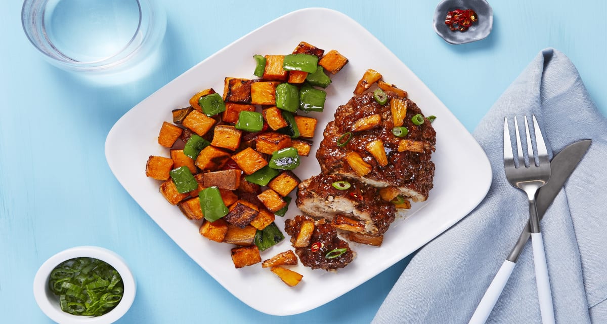 Pineappley Pork Meatloaves with a Sweet Potato & Bell Pepper Jumble-image