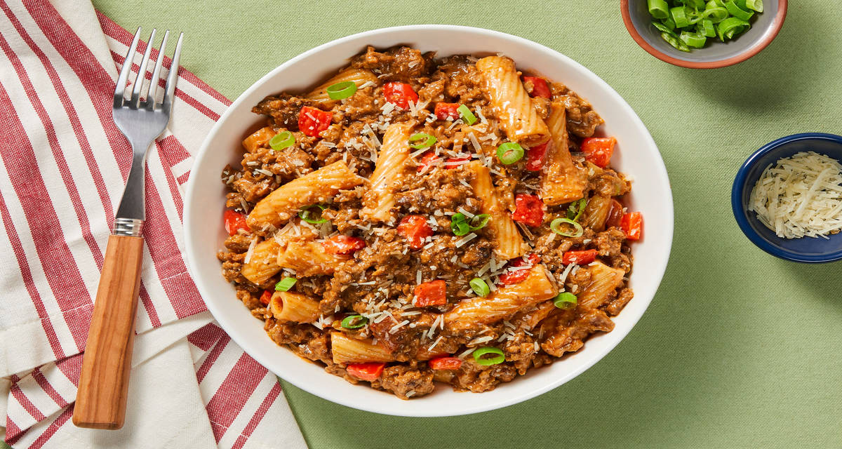 Plant-Based Protein Rigatoni Alla Rossa Protein that tastes like meat (without the meat)