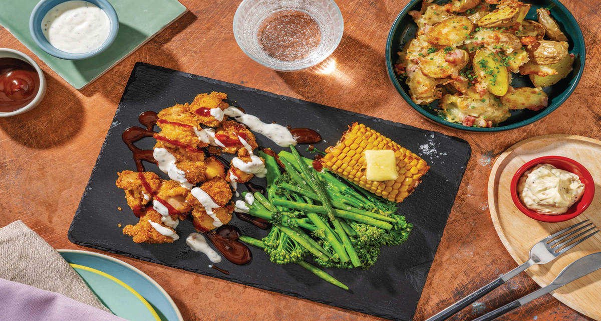 Popcorn Chicken & Cheesy Bacon Potatoes Recipe | HelloFresh