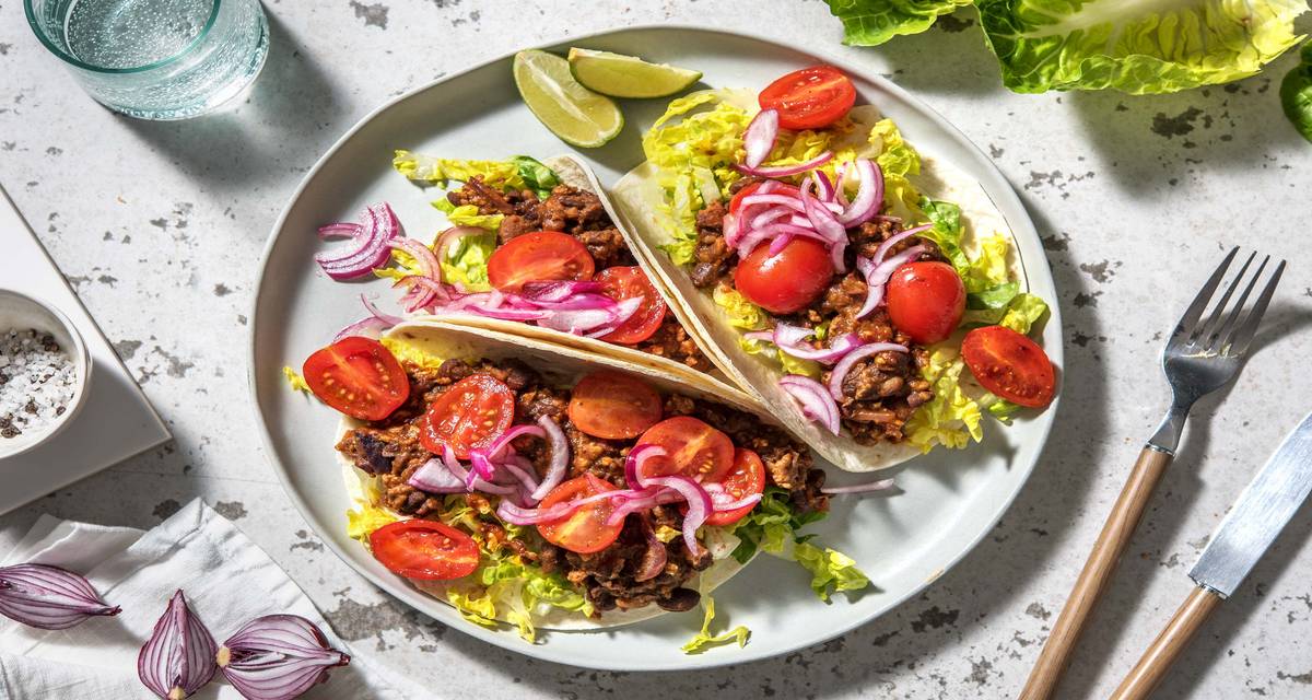 Pork & Black Bean Tacos with Lettuce Recipe HelloFresh