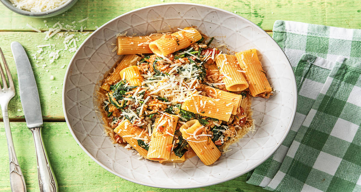 Pork And Zucchini Bolognese Recipe Hellofresh 1 spicy ground pork & zucchini roerbak. pork and zucchini bolognese with spinach and parmesan
