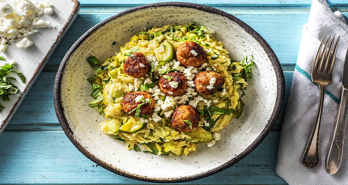 Pork and Feta Orzotto with Courgette Recipe HelloFresh