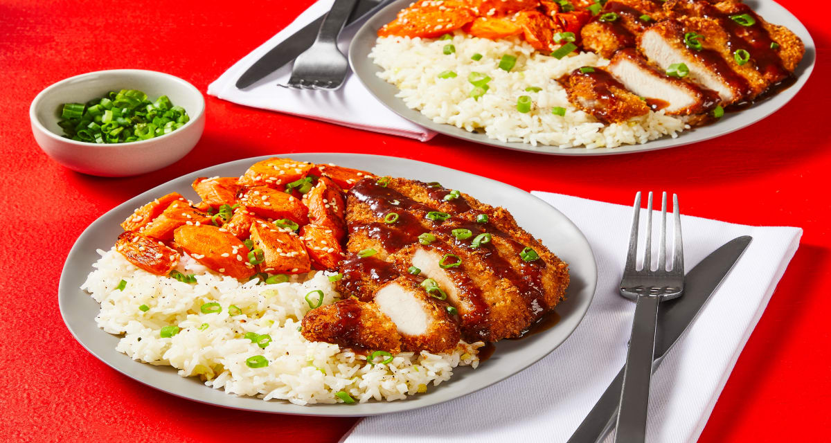 Pork Katsu with Sesame Roasted Carrots & Ginger Rice-image