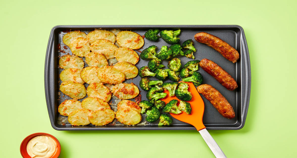 Pork Sausage & Shingled Potatoes with Broccoli & Dijonnaise