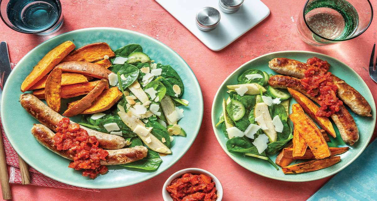 Pork Sausages & Sweet Potato Wedges Cook Now! Recipe HelloFresh
