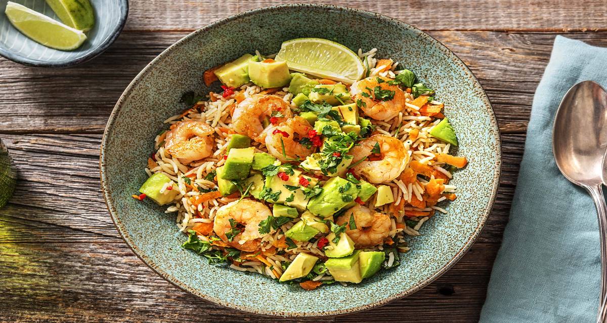 Prawn and Avocado Salad with Rice Recipe HelloFresh