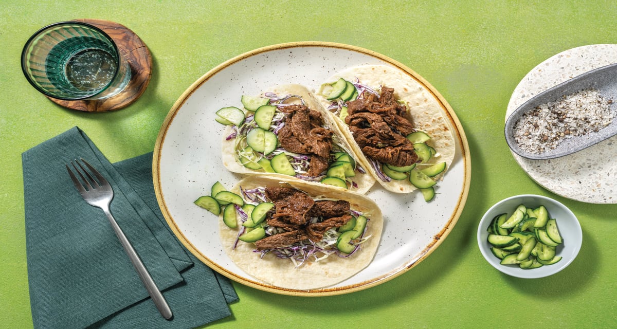 Quick ShawarmaStyle Beef Tacos Recipe HelloFresh
