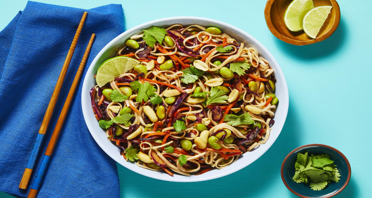Rainbow Thai Noodle Toss with Edamame, Chili Sauce, Peanuts & Cilantro-image