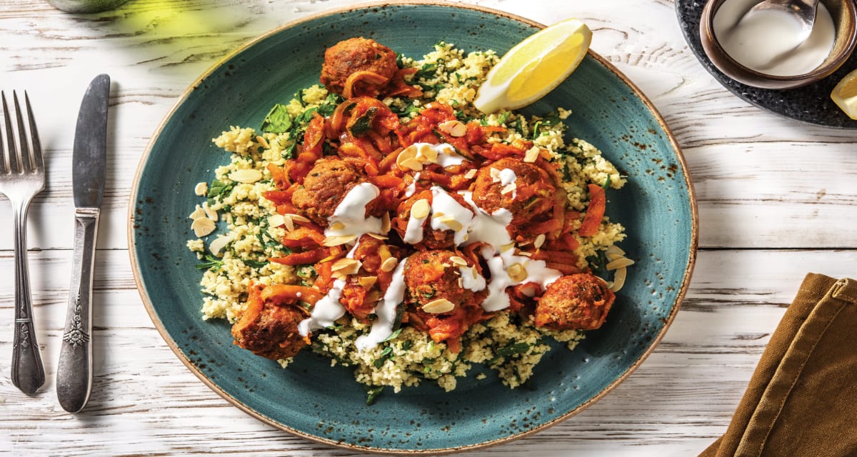 Ras El Hanout Lamb Meatballs with Couscous Recipe | HelloFresh