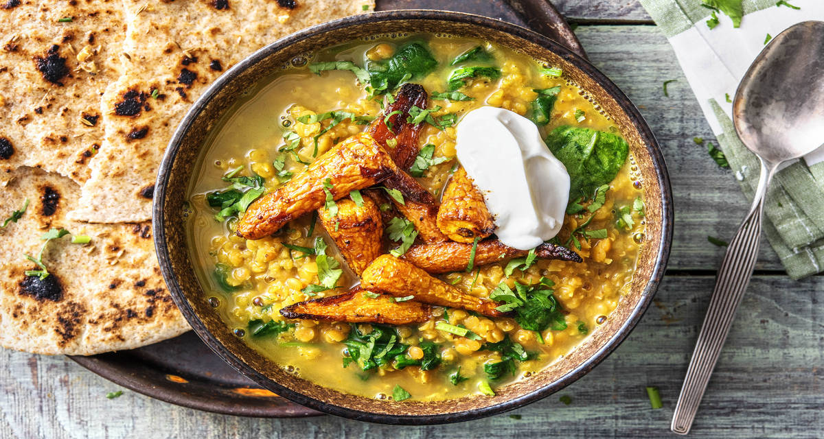 Dahl with Carrots & Spiced Chapatis Recipe HelloFresh