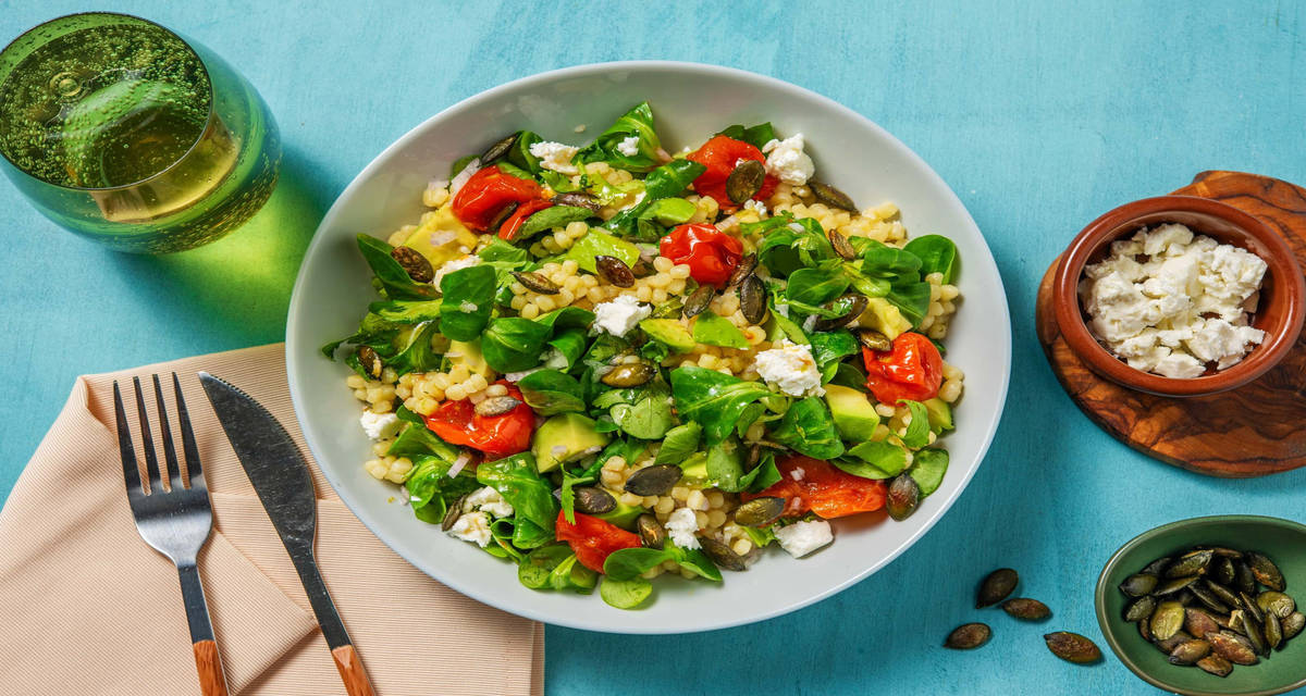 Salade de couscous perlé, avocat & feta Recette HelloFresh