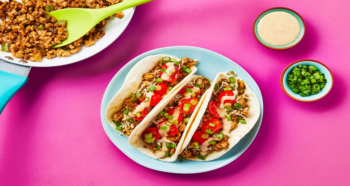 Salsa Verde Beef Tacos with Monterey Jack & Southwest Crema