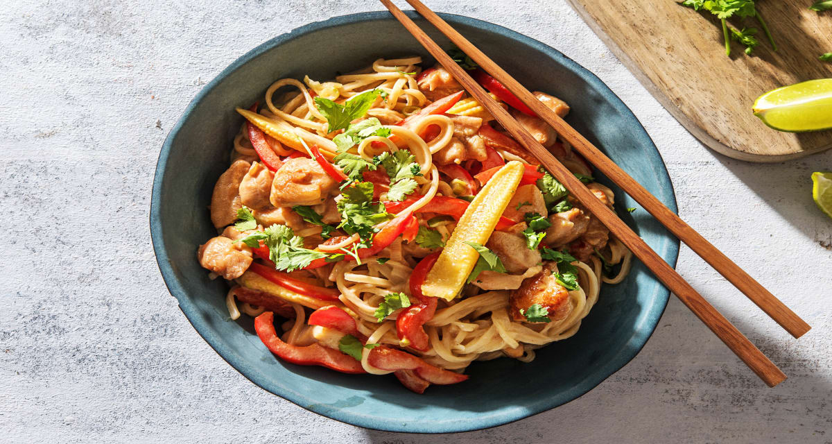 Chicken Noodles with Peppers and Corn Recipe | HelloFresh