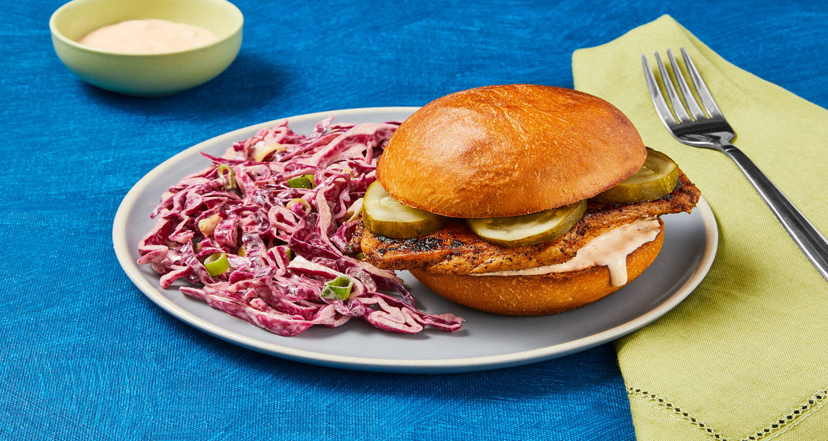 Slammin’ Secret Sauce Chicken Sandwiches with Scallion Cabbage Slaw