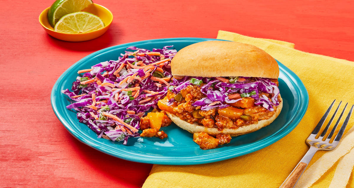Sloppy Pork Joes served with Creamy Lime Slaw