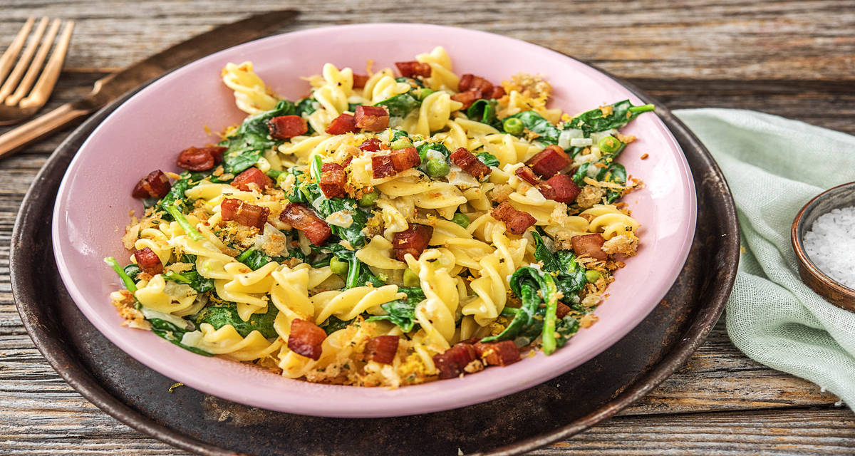 Tasty Bacon Pasta with Breadcrumbs Recipe HelloFresh