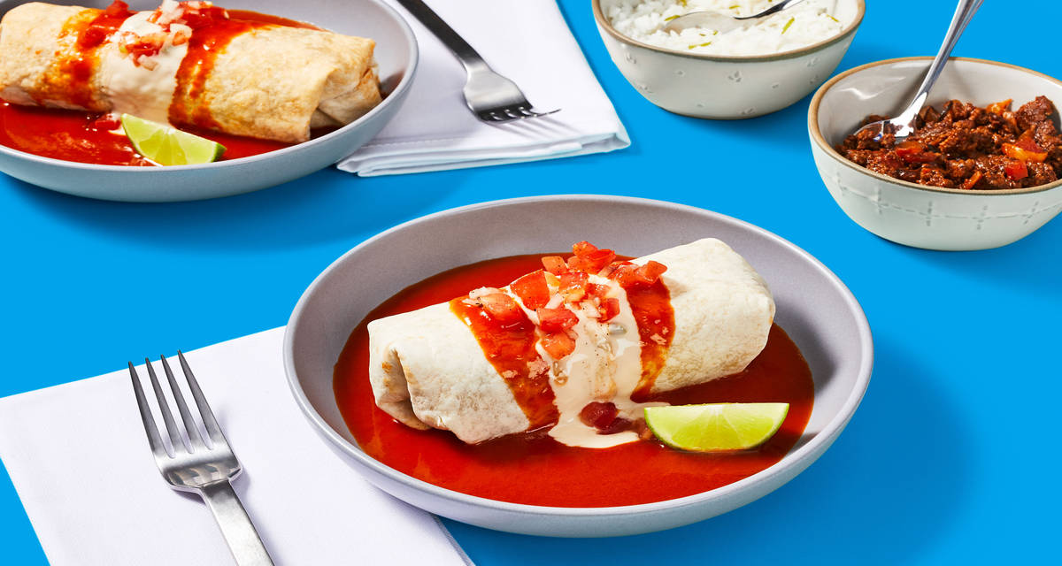 Smothered Beef Burritos with Queso Blanco & Pico de Gallo