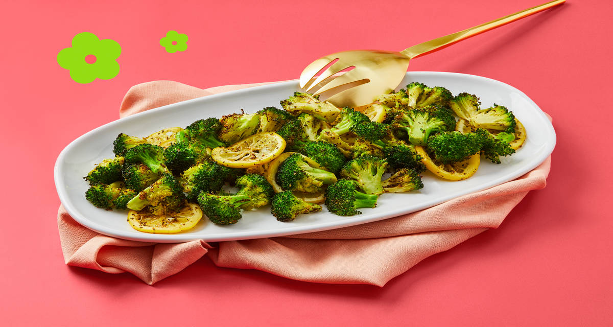 Spicy Lemon Broccoli with charred lemon rounds | 2 Servings