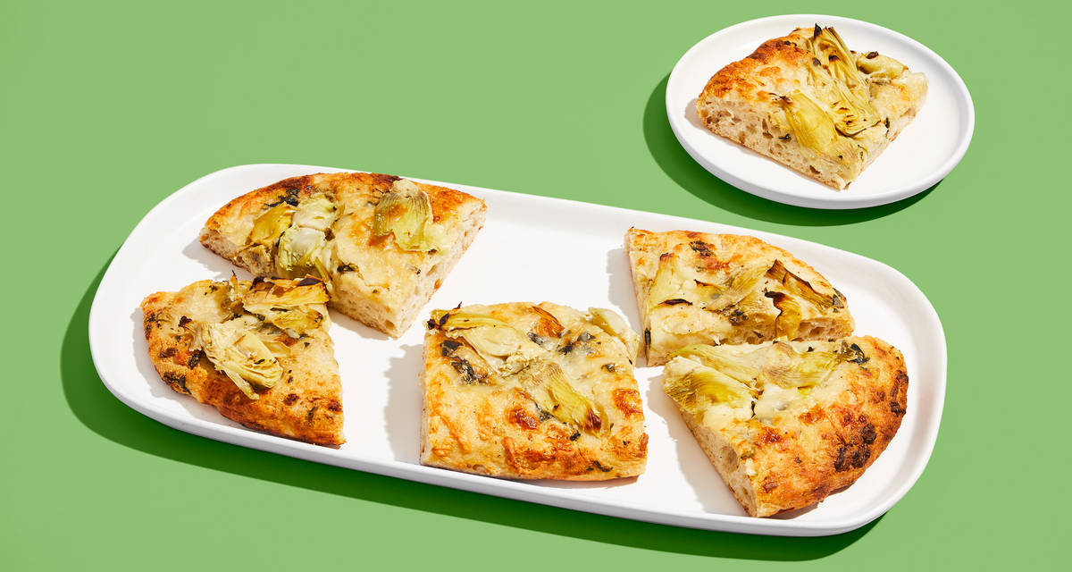 Spinach and Artichoke Pizza The perfect tasty accompaniment. | Serves 2