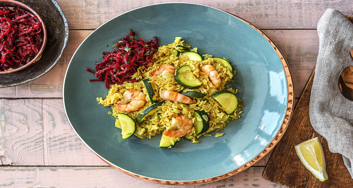 Prawn Pilaf with Beetroot & Herb Slaw Recipe | HelloFresh