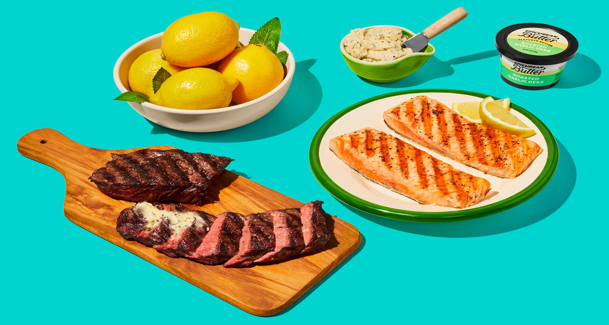 Steak, Salmon & Garlic Herb Butter Elevate any day with surf & turf.  | 2 Servings
