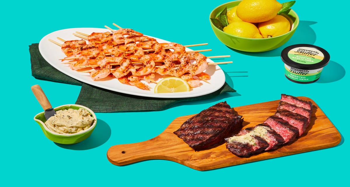 Succulent Shrimp, Steak & Garlic Herb Butter Make any meal fancy with surf & turf.  | 2 Servings