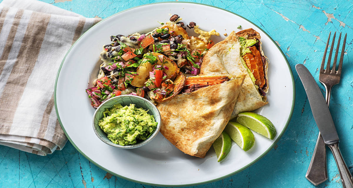 SüßkartoffelQuesadillas mit Bohnenmus Rezept HelloFresh