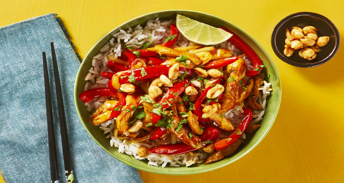 Sweet Chili Chicken Bowls with Bell Pepper & Candied Peanuts-image