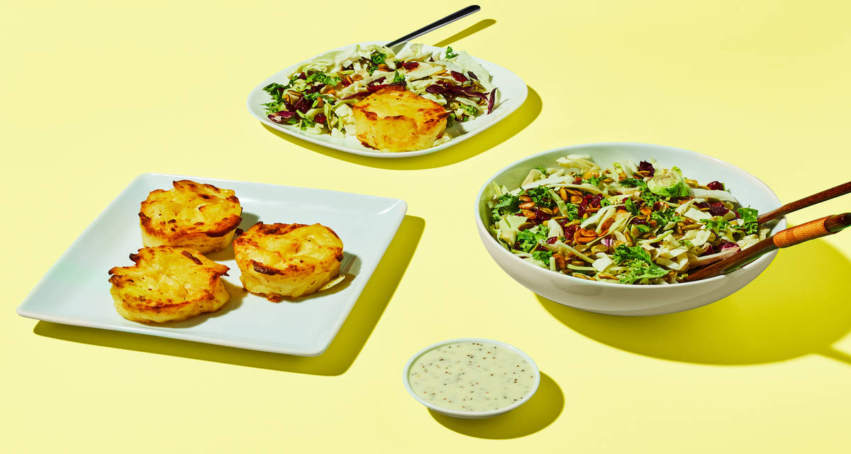 Sweet Kale Salad + Potatoes Au Gratin Crunchy salad + creamy potatoes = meal perfection | 2 Servings