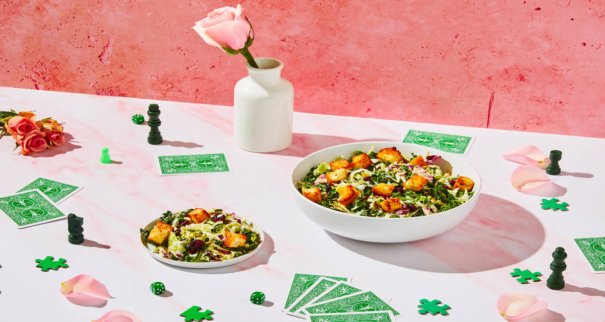 Sweet Kale Salad with Garlicky Croutons plus Poppyseed Dressing & Dried Cranberries | 4 Servings