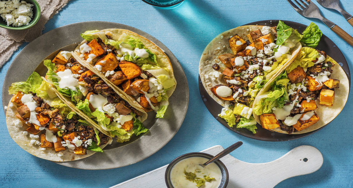 Sweet Potato, Black Bean and Feta Tacos Recipe HelloFresh