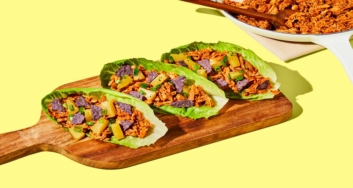 Sweet & Smoky Pulled Pork Lettuce Wraps with Pineapple Pico de Gallo & Tortilla Chips | 2 Servings