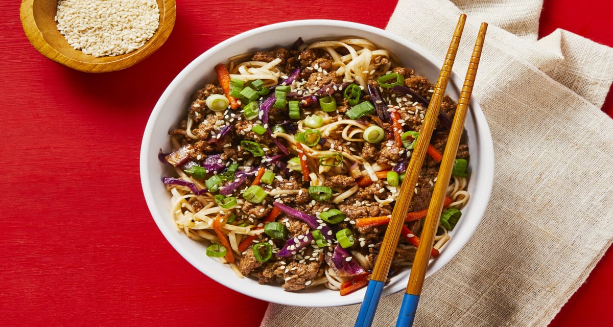 Szechuan Beef Noodles with Scallions & Sesame Seeds-image