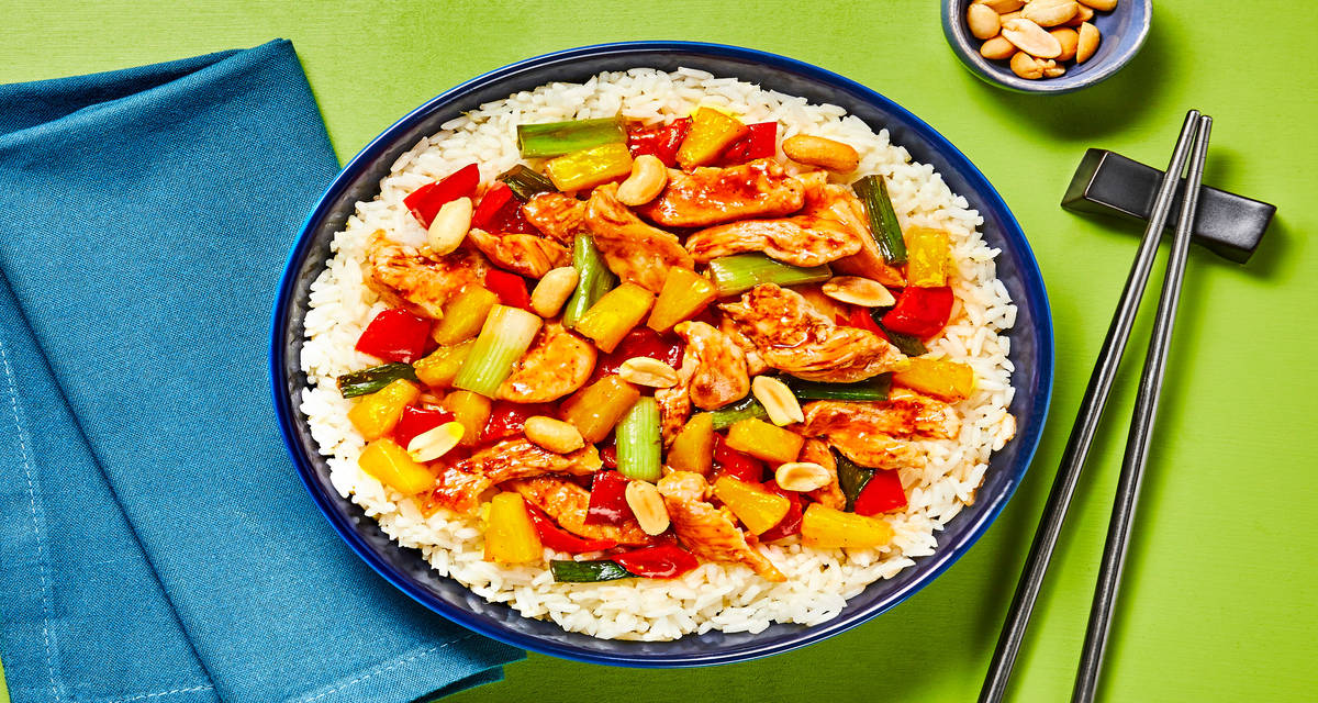 Szechuan Chicken & Pineapple Stir-Fry with Ginger, Bell Pepper & Peanuts