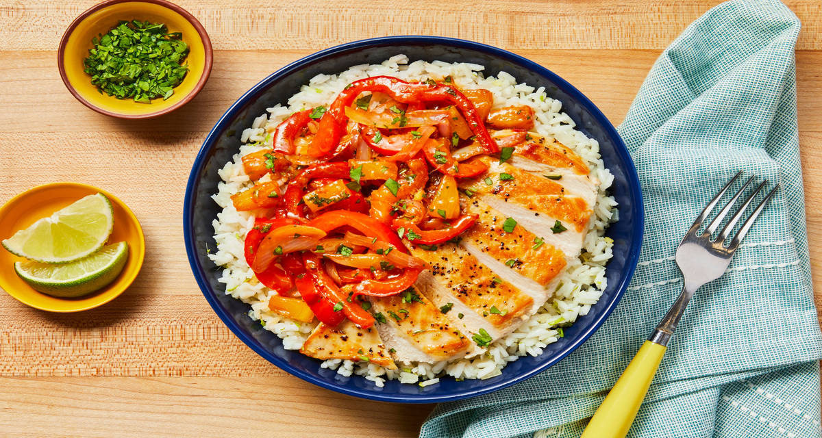 Tangy Tropical Chicken with Bell Pepper over Ginger Rice