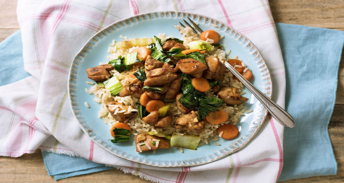 Teriyaki Chicken Stir Fry with Brown Rice & Baby Bok Choy Recipe