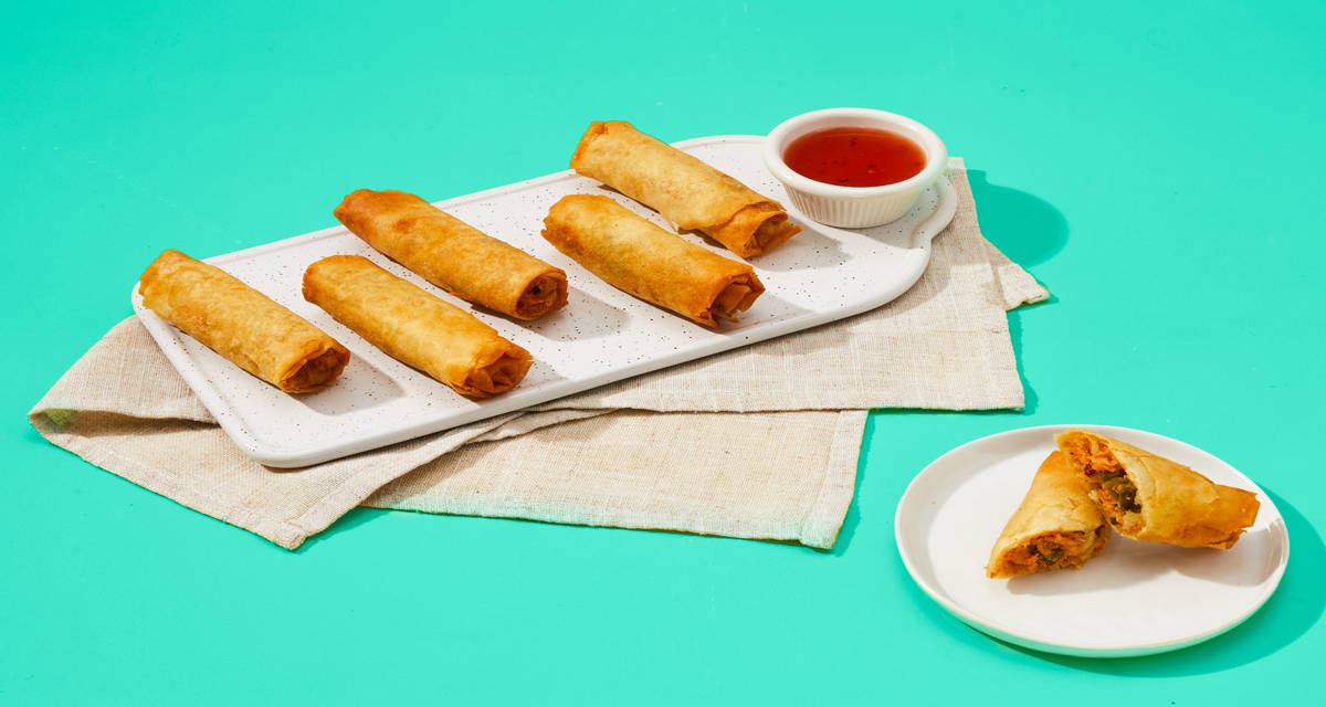 Thai Basil Chicken Spring Rolls with sweet chili sauce | 2-3 Servings