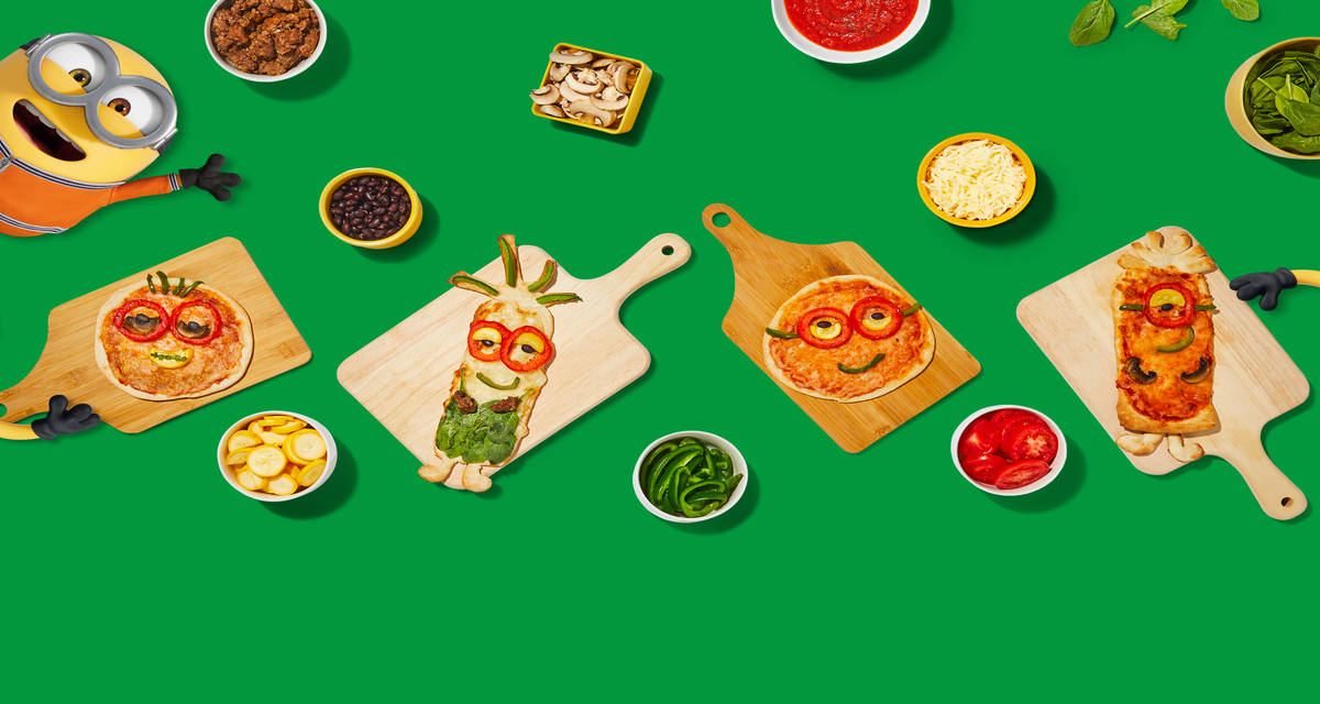 The Minions Pizza Kit A limited-time only pizza making kit featuring diabolically delicious toppings. Enter the Minions Pizza Challenge for the chance to win epic prizes! | 4 Servings