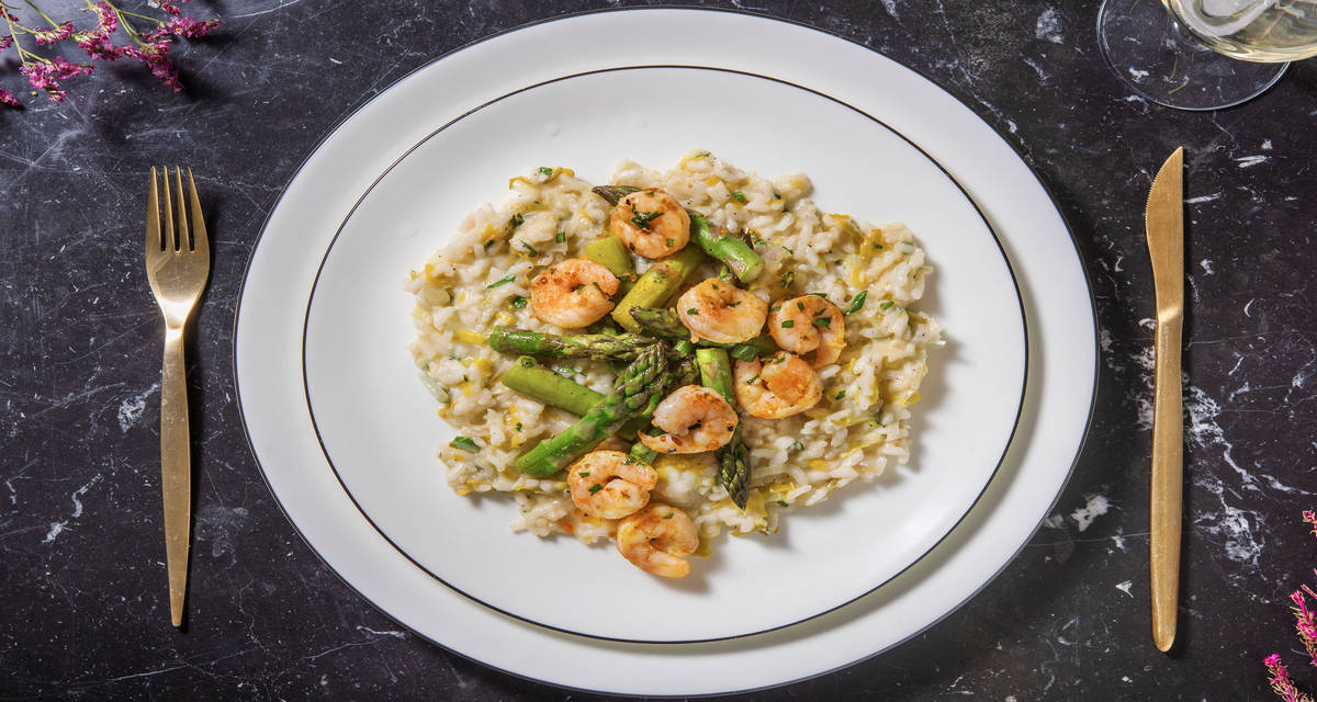 Prawn Risotto with Asparagus & Dukkah Recipe HelloFresh