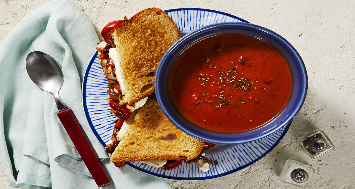 Trattoria Veggie Paninis with Melty Mozzarella and Creamy Tomato Soup