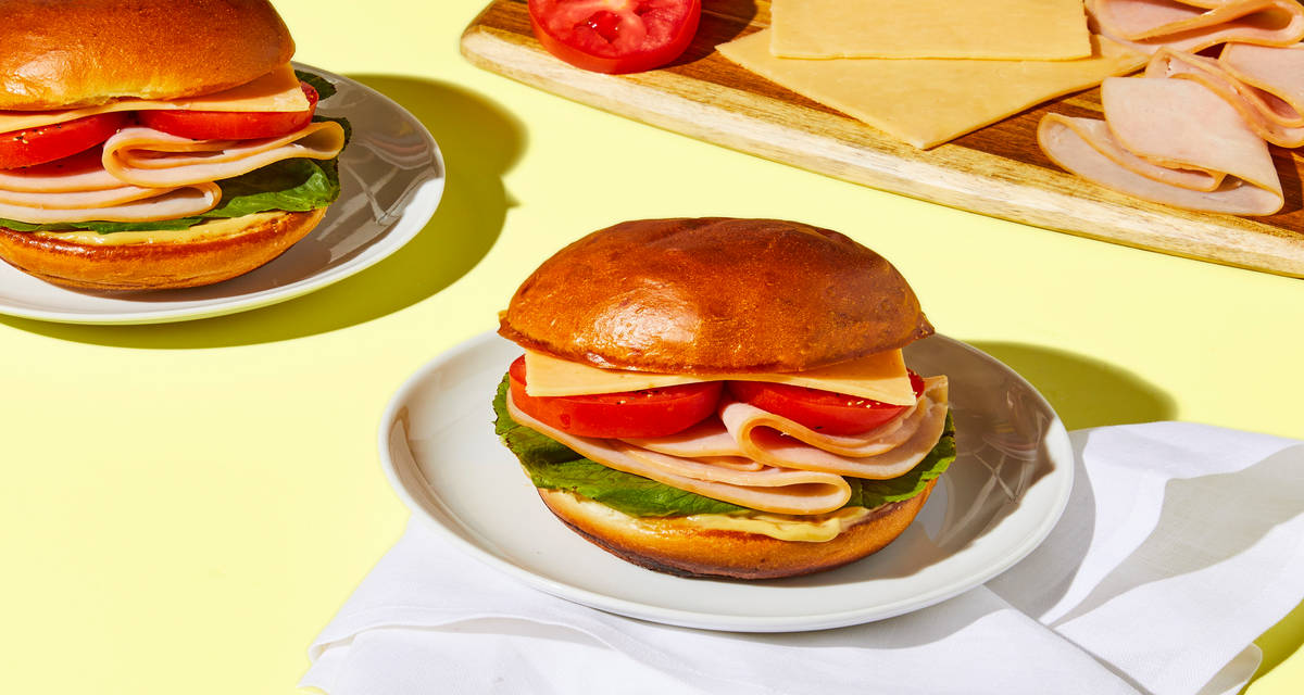 Turkey & Gouda Brioche Sandwiches with Dijonnaise, Lettuce & Tomato